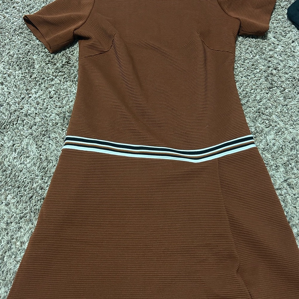 Vintage Brown Striped Women's Dress